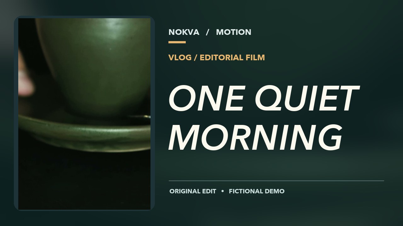 Diseño independiente de miniatura de vlog NOKVA: One Quiet Morning